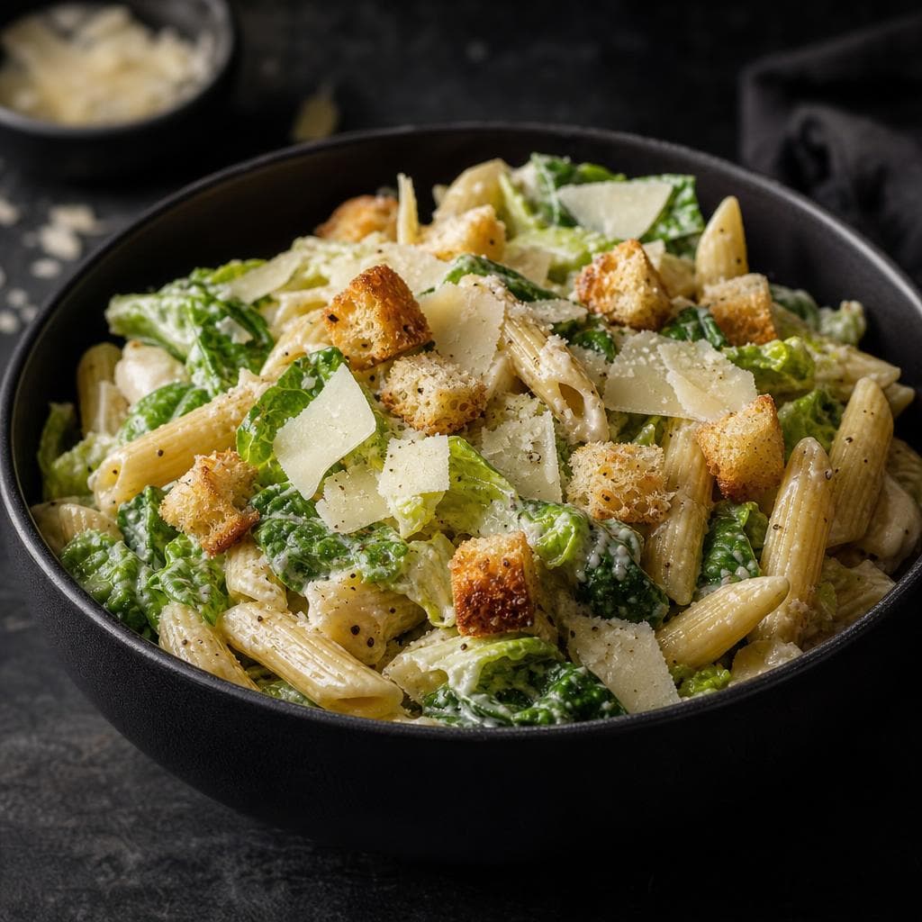Caesar Pasta Salad - beautifully plated pasta dish