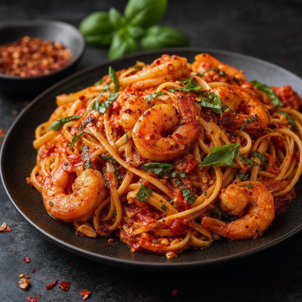 Fra Diavolo Pasta - beautifully plated pasta dish