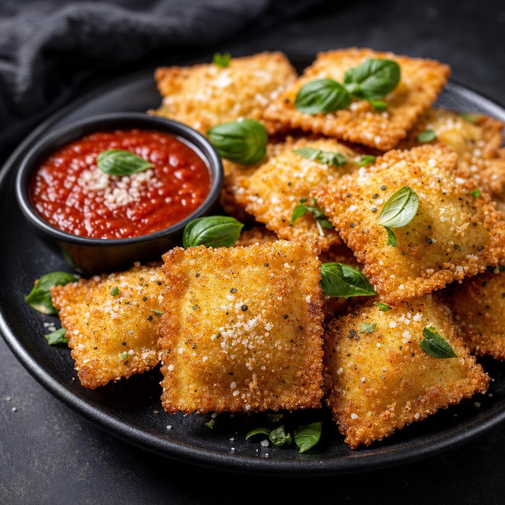 Fried Ravioli - beautifully plated pasta dish
