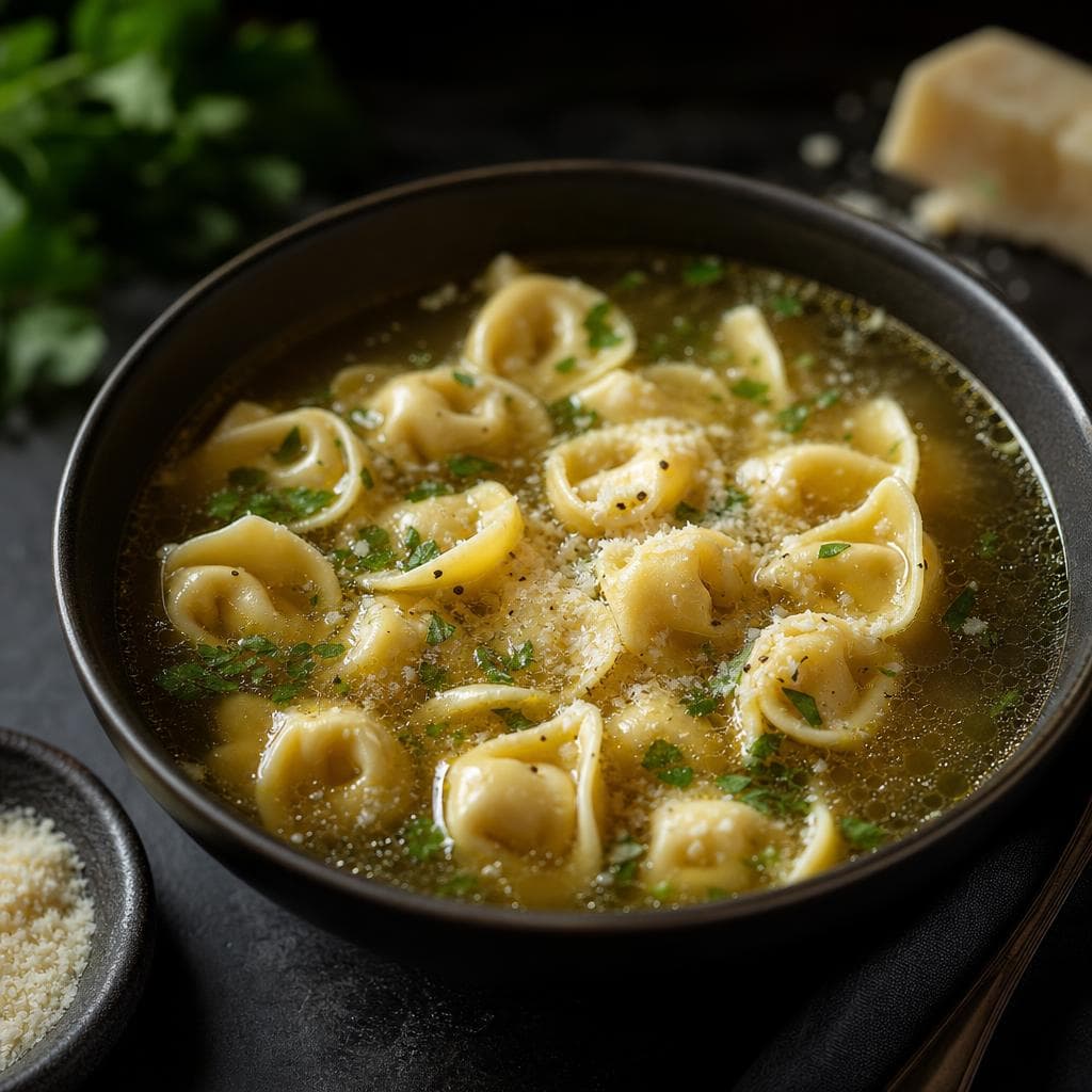 Tortellini en Brodo - beautifully plated pasta dish